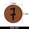 Number 7 Seven Felt Marker Font Round Iron-On Engraved Faux Leather Patch Applique - 2.5"